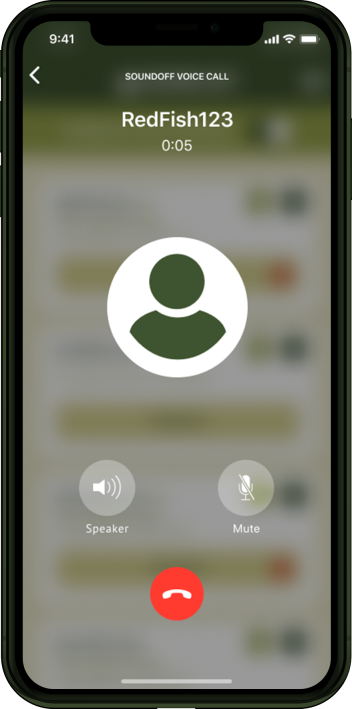 Mobile screenshot with voice call screen at Sound Off app